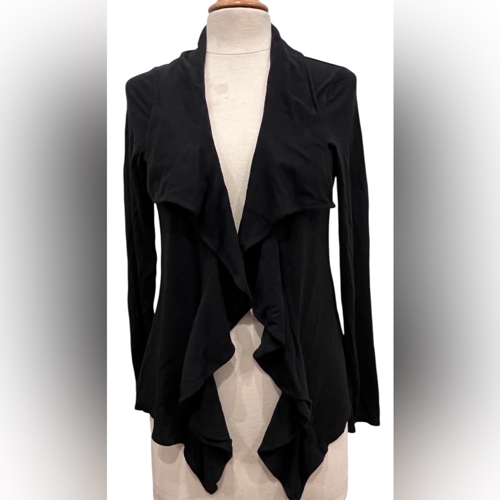 Chadwicks‎ Size M Black Ruffled Open Front Cardigan